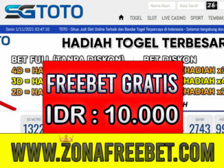 SGToto Freebet Gratis Rp 10.000 Tanpa Deposit